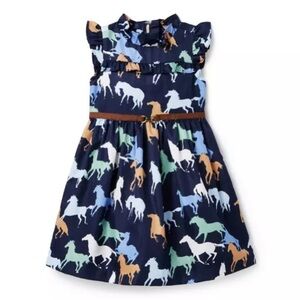 Janie and Jack Horse Ruffle Dress Equestrian Baby Girl Size 6-12m Sold Out EUC